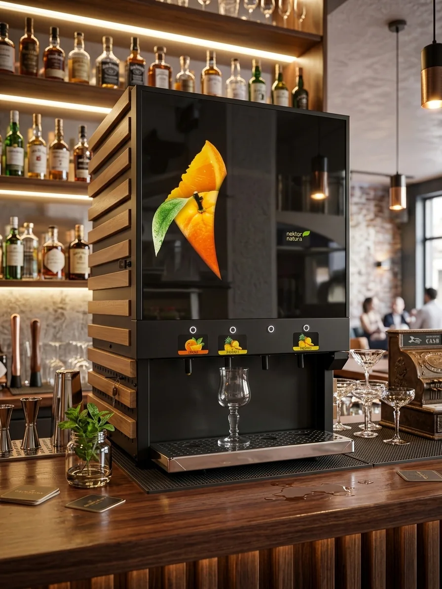 Illustration — distributeur installé derrière un bar